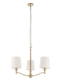 Gallery Home Gold Alma 3 bulb ceiling pendant with antique brass and silk shades, imported from the UK