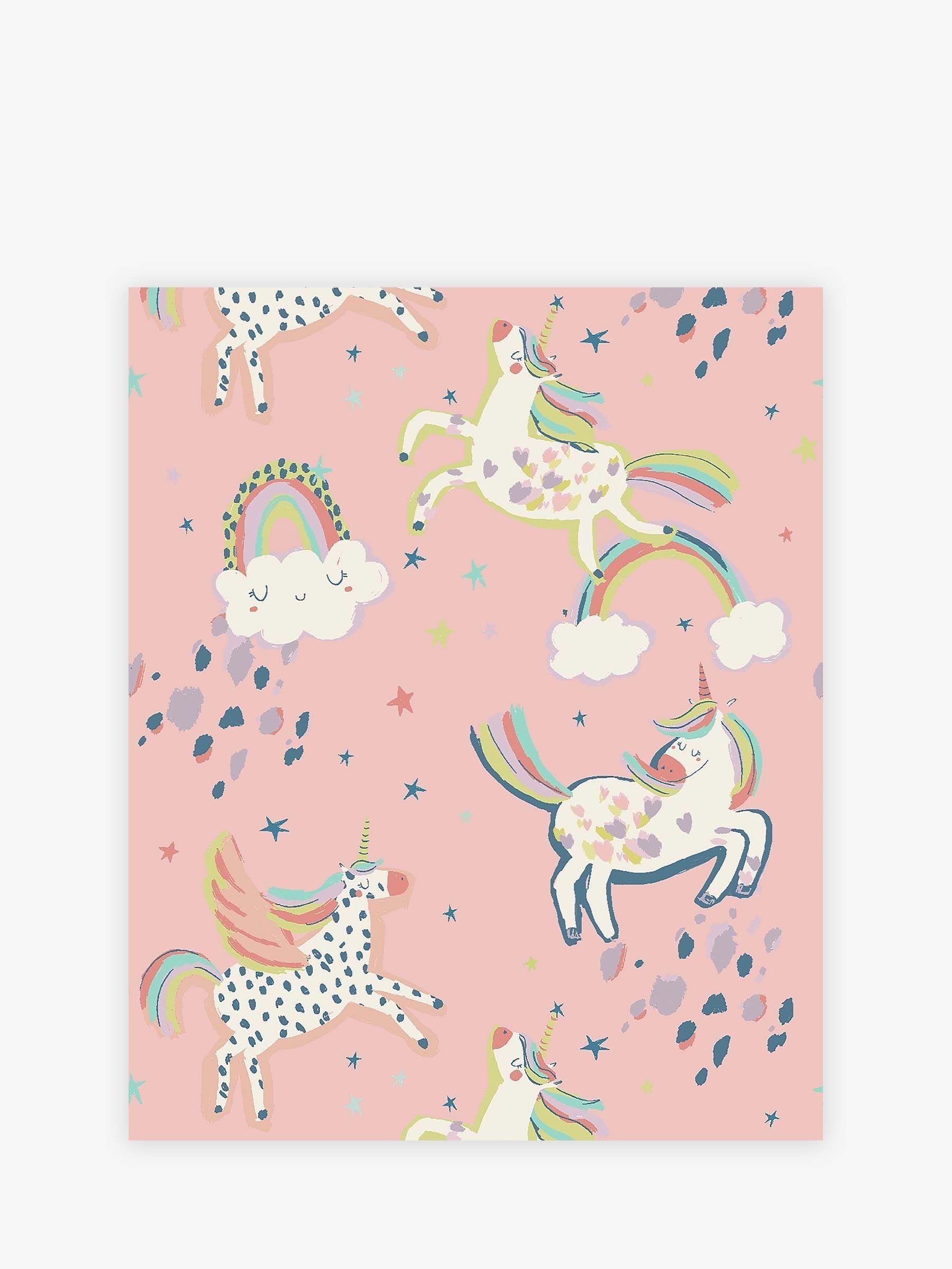 Pink unicorn wallpaper sample A4 - British product