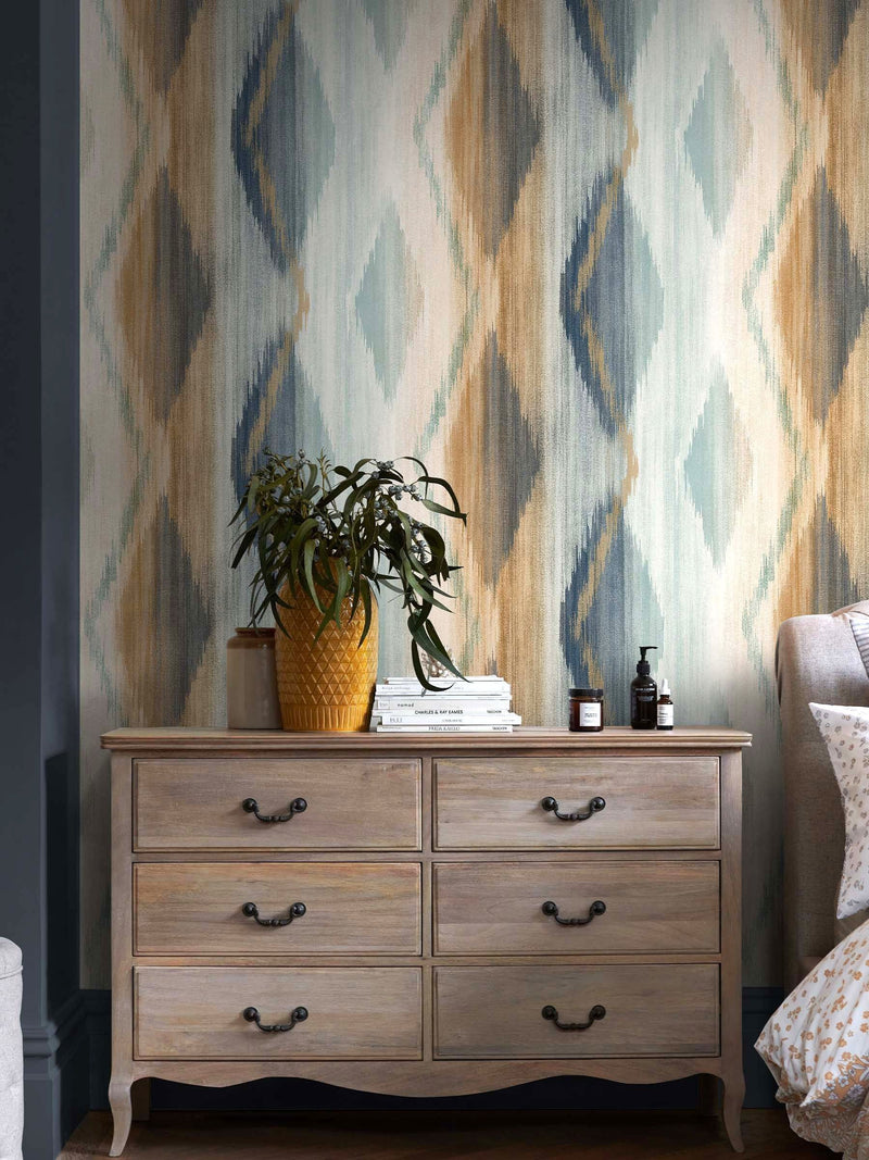 Ikat wallpaper sample orange abstract A4 - British product
