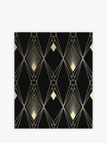 Black deco geometric wallpaper sample A4, imported from the UK