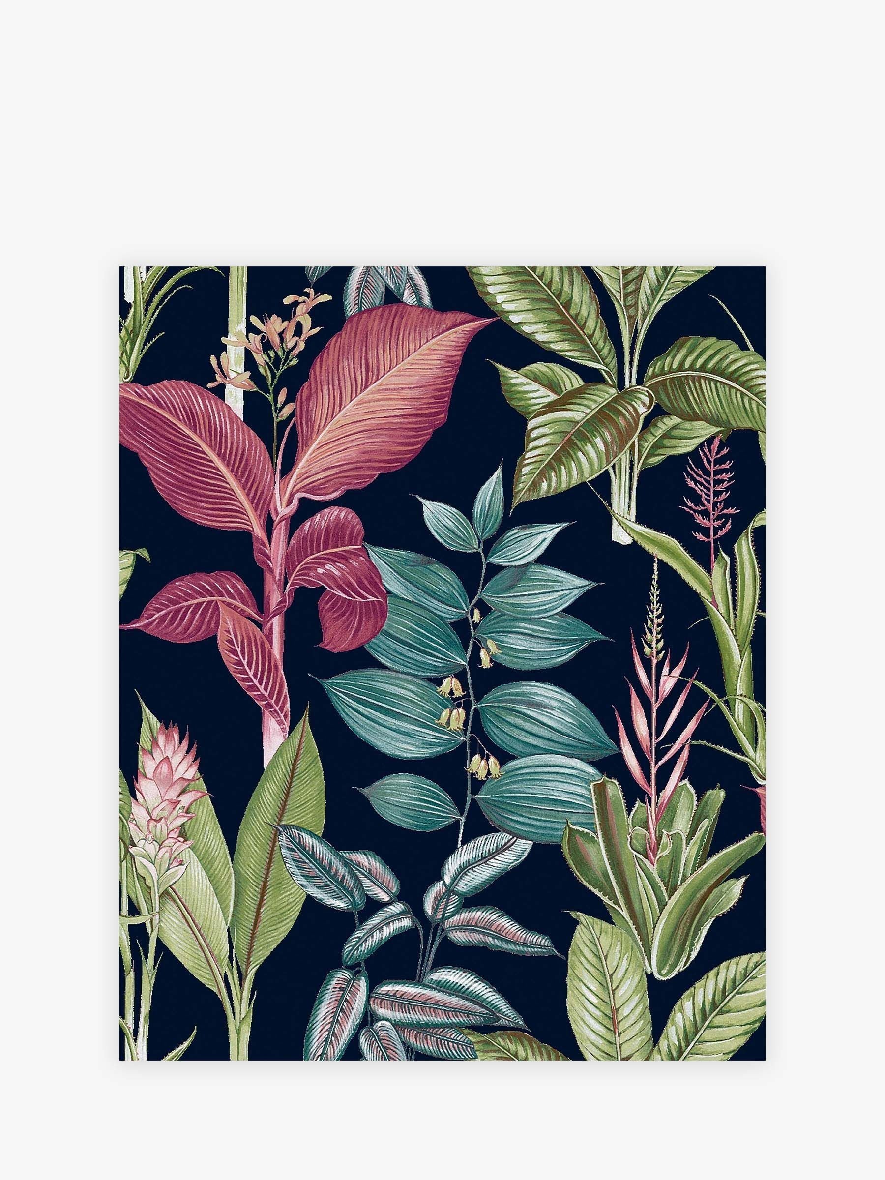 Sage Rainforest Leaves wallpaper sample A4, UK version