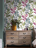 Fantasy Rainforest Leaves Wallpaper Sample - Sage Green, A4