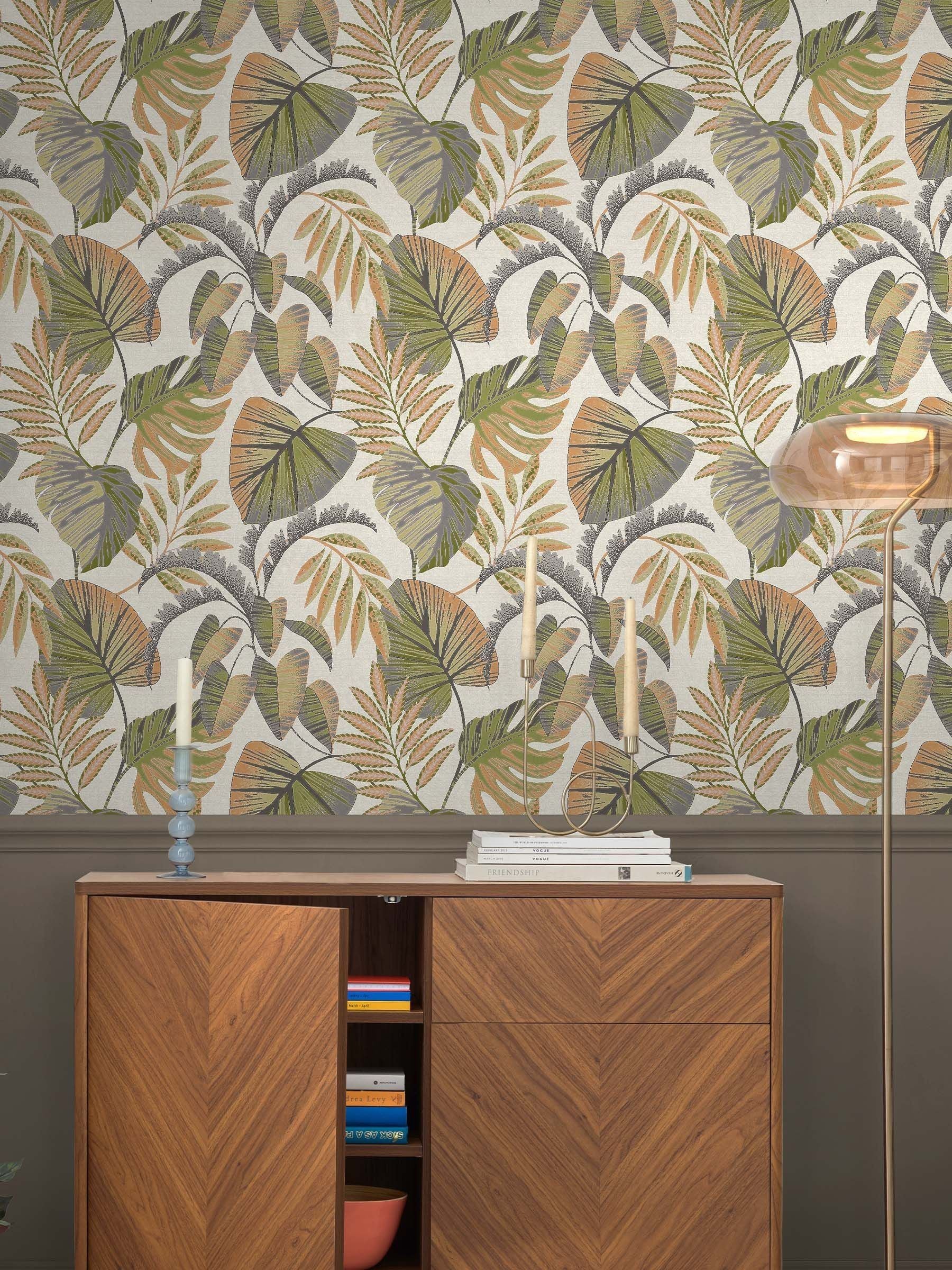 Duck Egg Blue Jungle Leaves A4 Wallpaper Sample