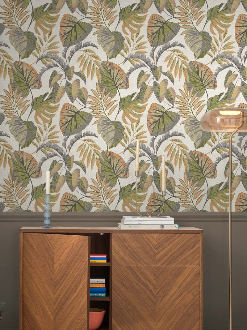 Duck Egg Blue Jungle Leaves A4 Wallpaper Sample