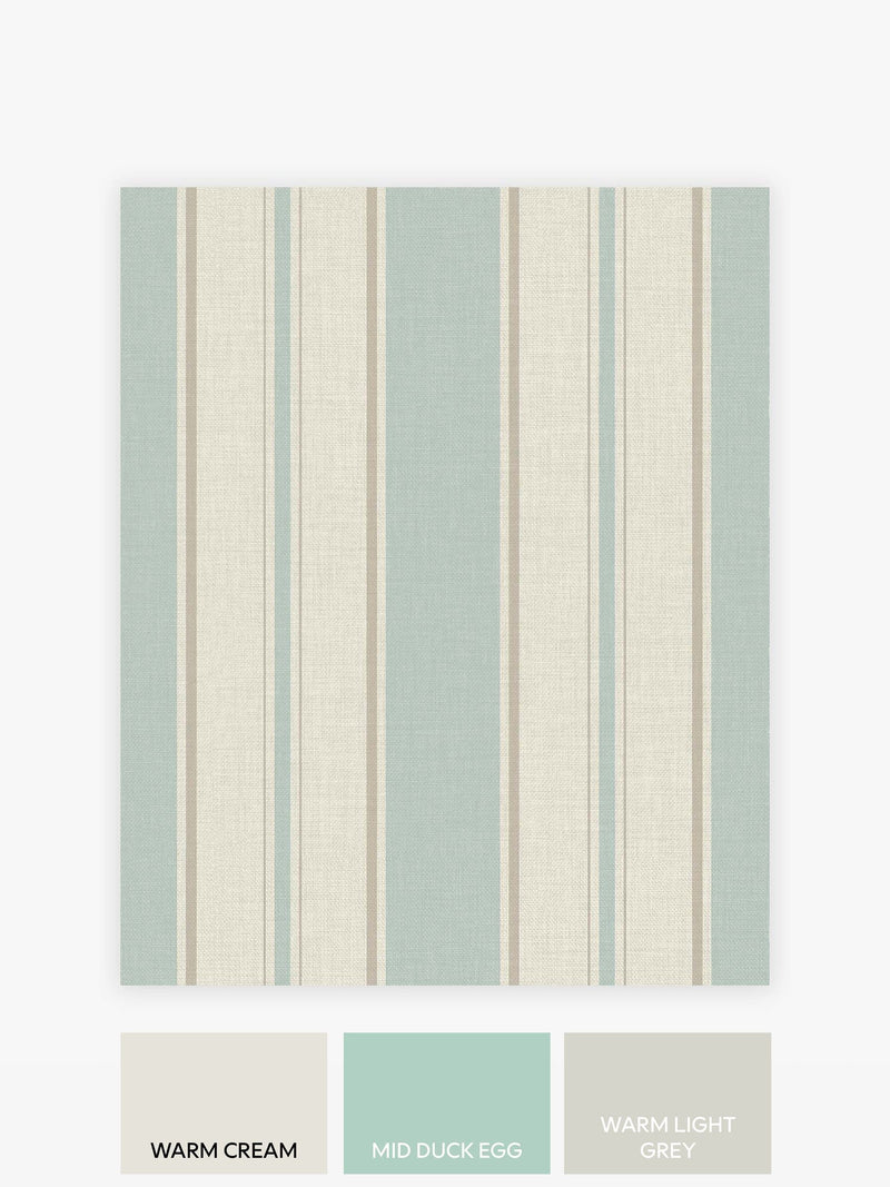 Bold Country Stripe wallpaper sample duck egg A4, imported from the UK