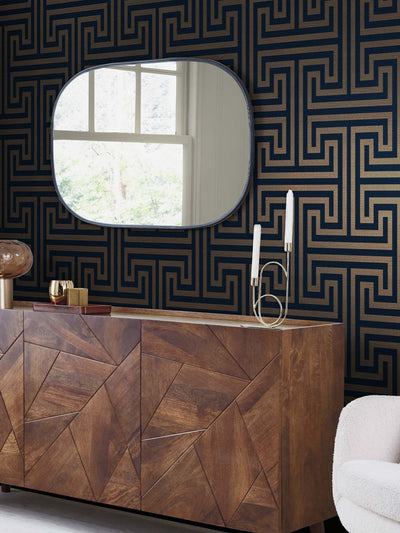 Next Wallpaper Sample Navy Chic Geometric Fretwork A4- Buy online at McGrocer