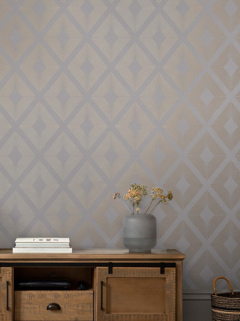 Grey Chic Geometric Diamond A4 Wallpaper Sample