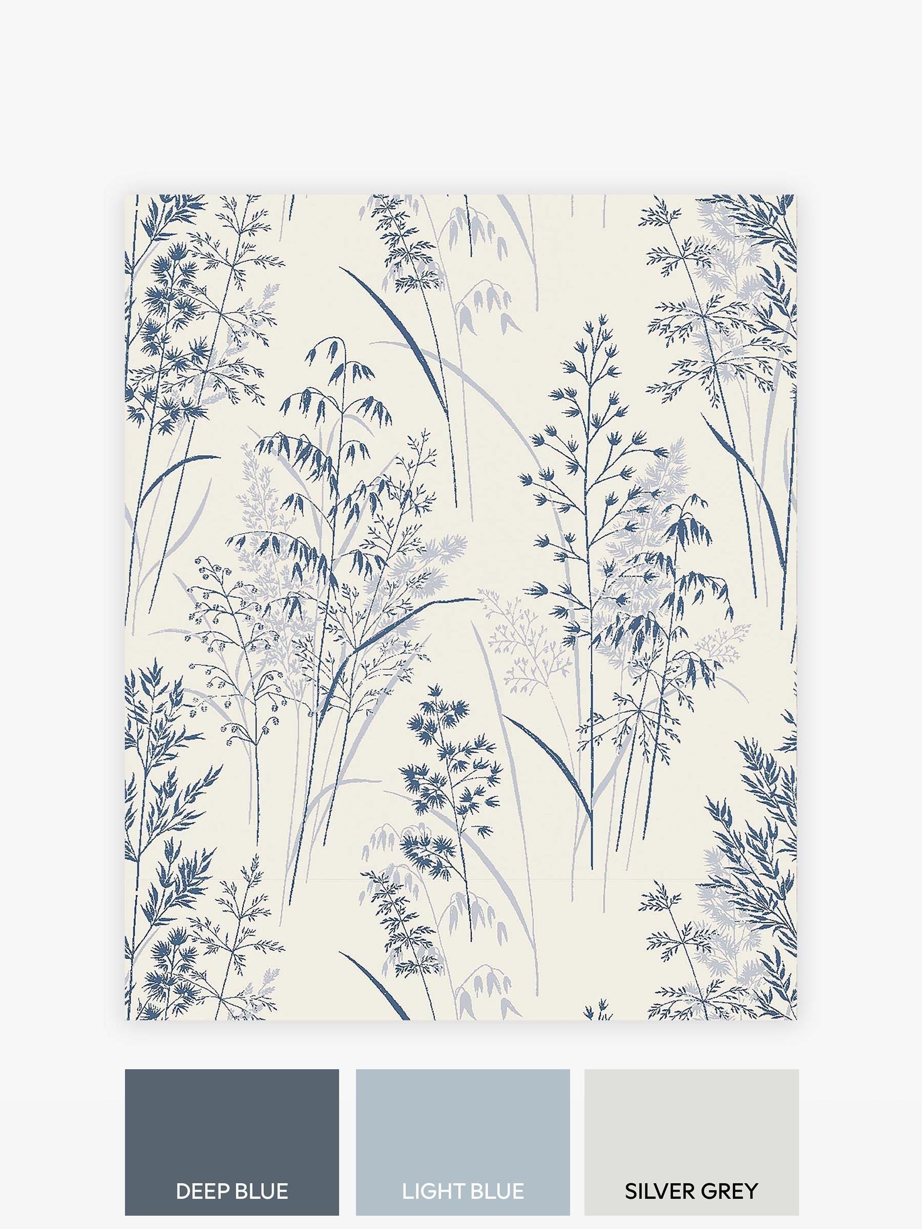 Blue Next Leaf Sprigs wallpaper sample A4, imported from the UK