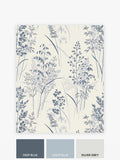 Blue Next Leaf Sprigs wallpaper sample A4, imported from the UK