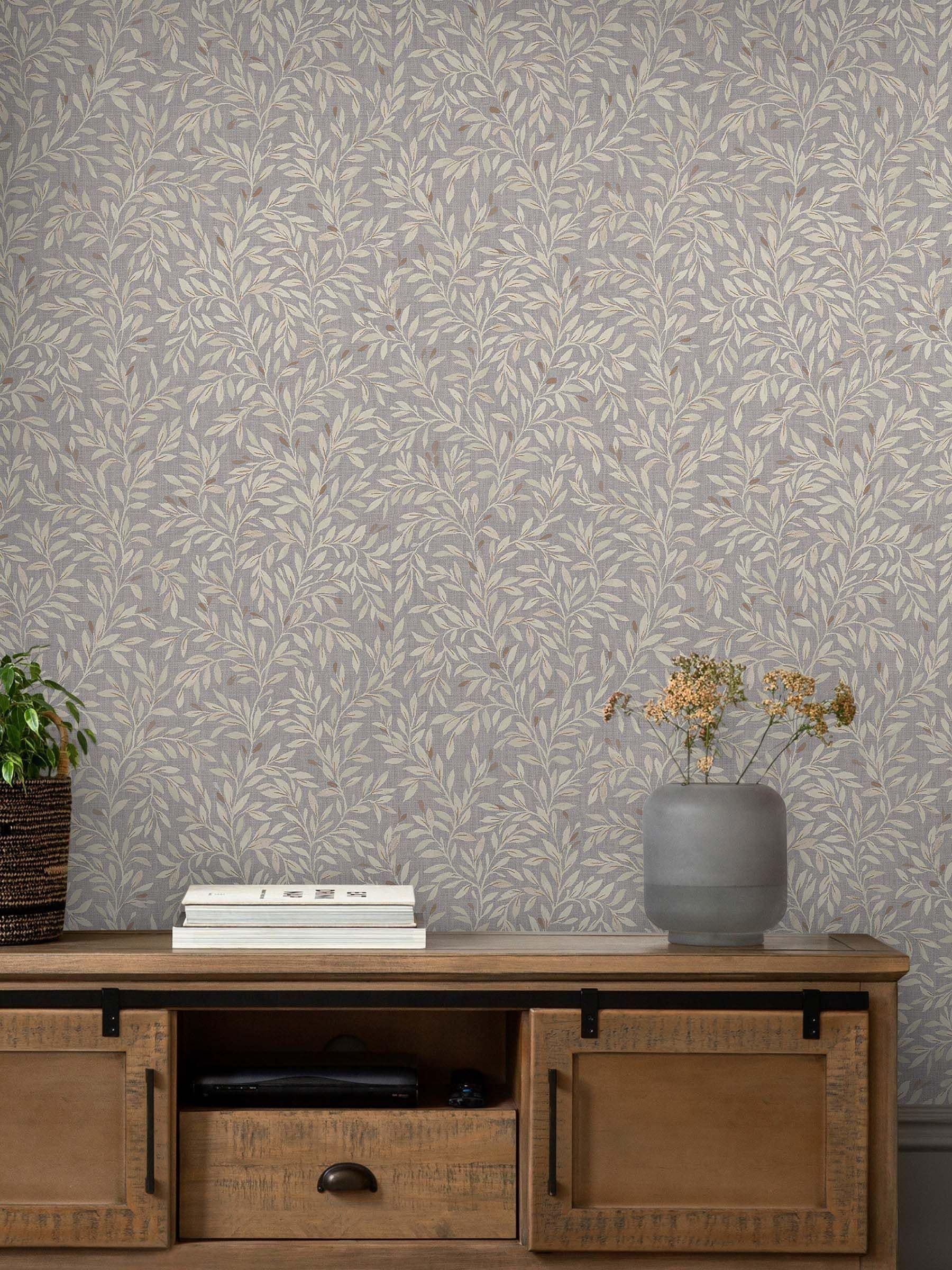 Emerald Ditsy Leaf Navy A4 Wallpaper Sample