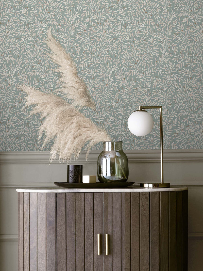 Emerald Ditsy Leaf Navy A4 Wallpaper Sample