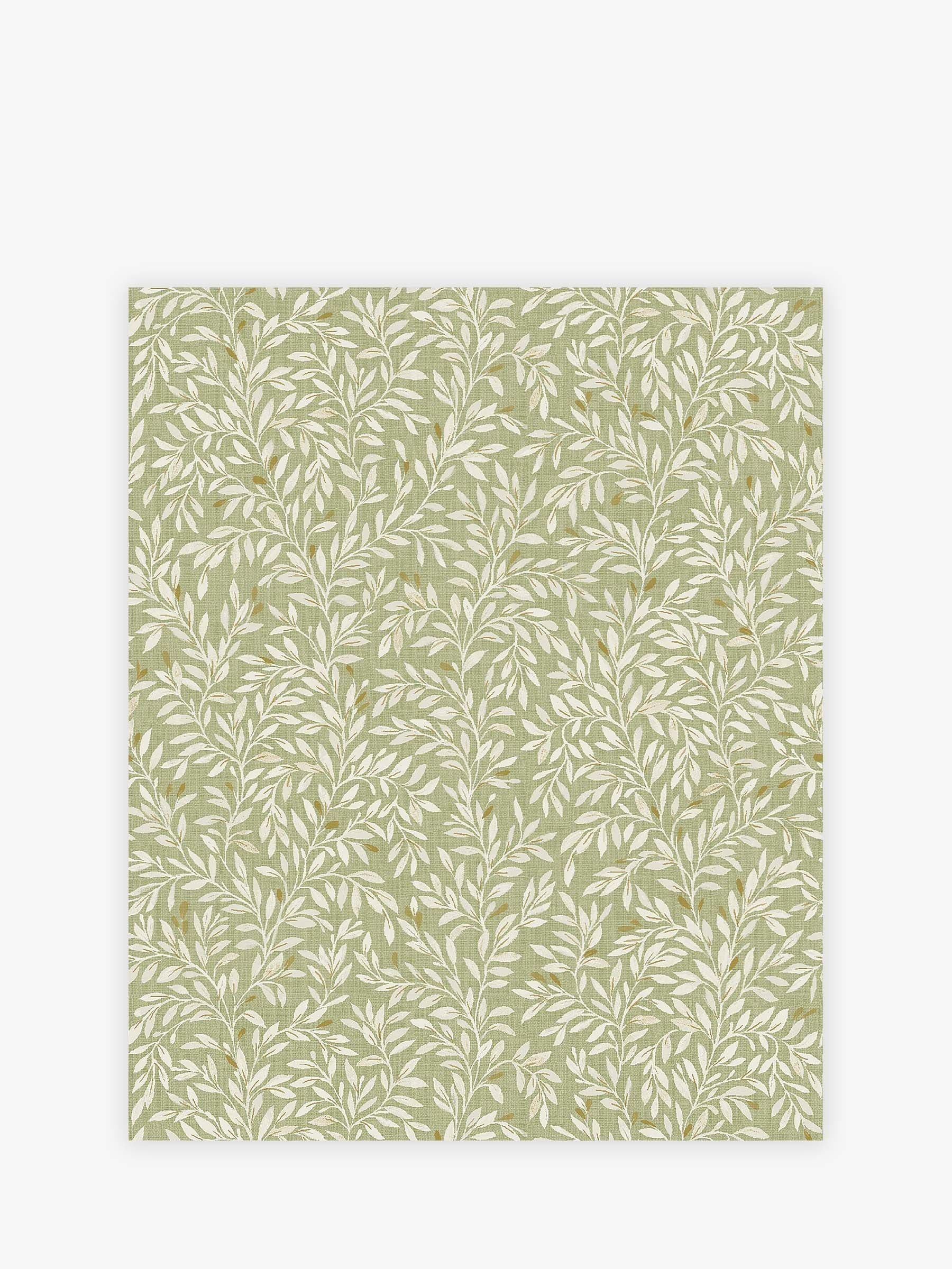 Green A4 Ditsy leaf wallpaper sample in sage green (British brand)