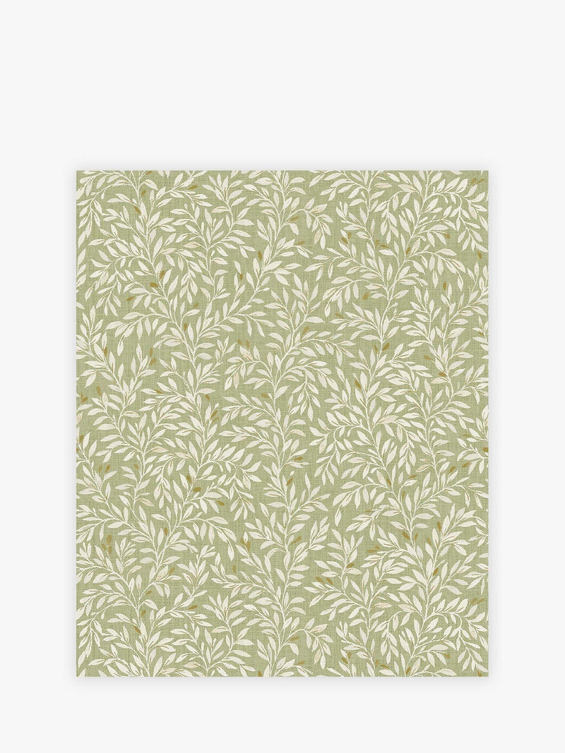 Green A4 Ditsy leaf wallpaper sample in sage green (British brand)