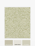 Green A4 Ditsy leaf wallpaper sample in sage green (British brand)