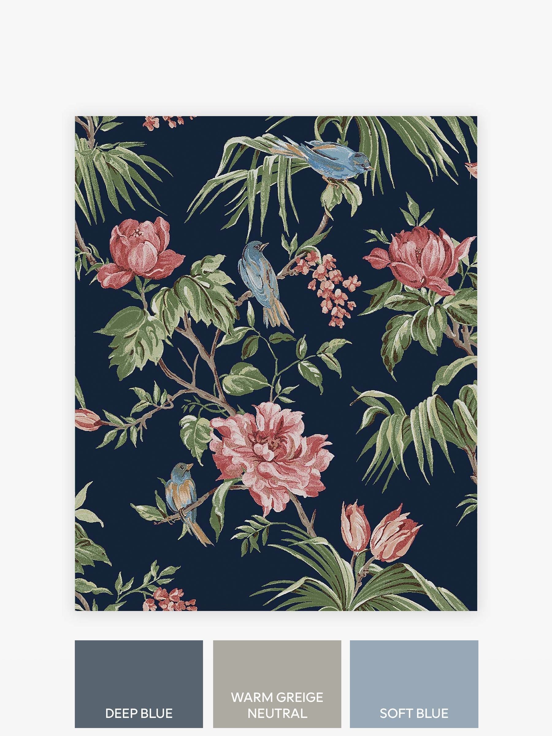 Blue Birds & Blooms wallpaper sample A4 - British product
