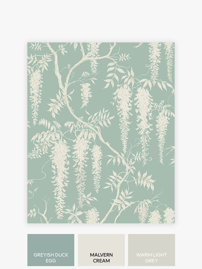 Next floral wallpaper sample duck egg blue A4, UK version