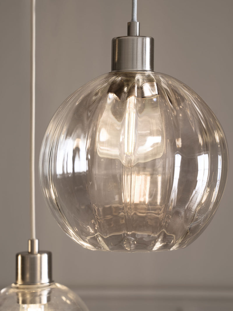Brushed chrome Bourton linear cluster ceiling light, imported from the UK