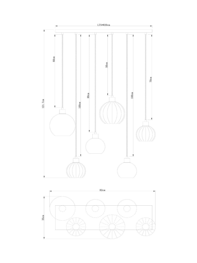 Brushed chrome Bourton linear cluster ceiling light, imported from the UK