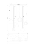 Brushed chrome Bourton linear cluster ceiling light, imported from the UK