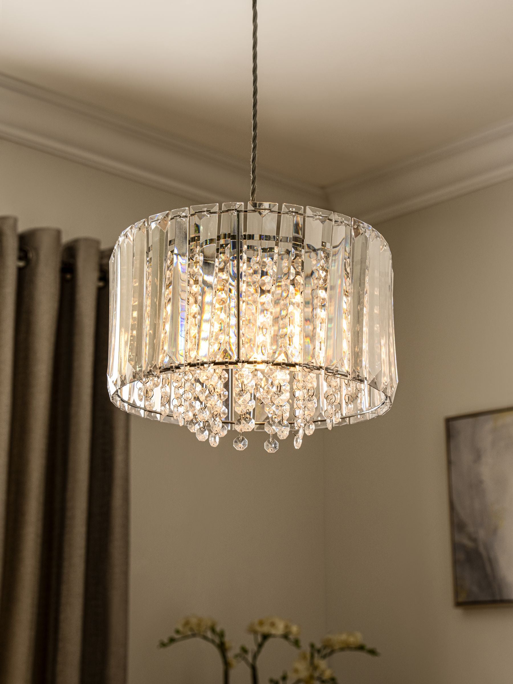 Astor clear acrylic bead ceiling light, imported from the UK