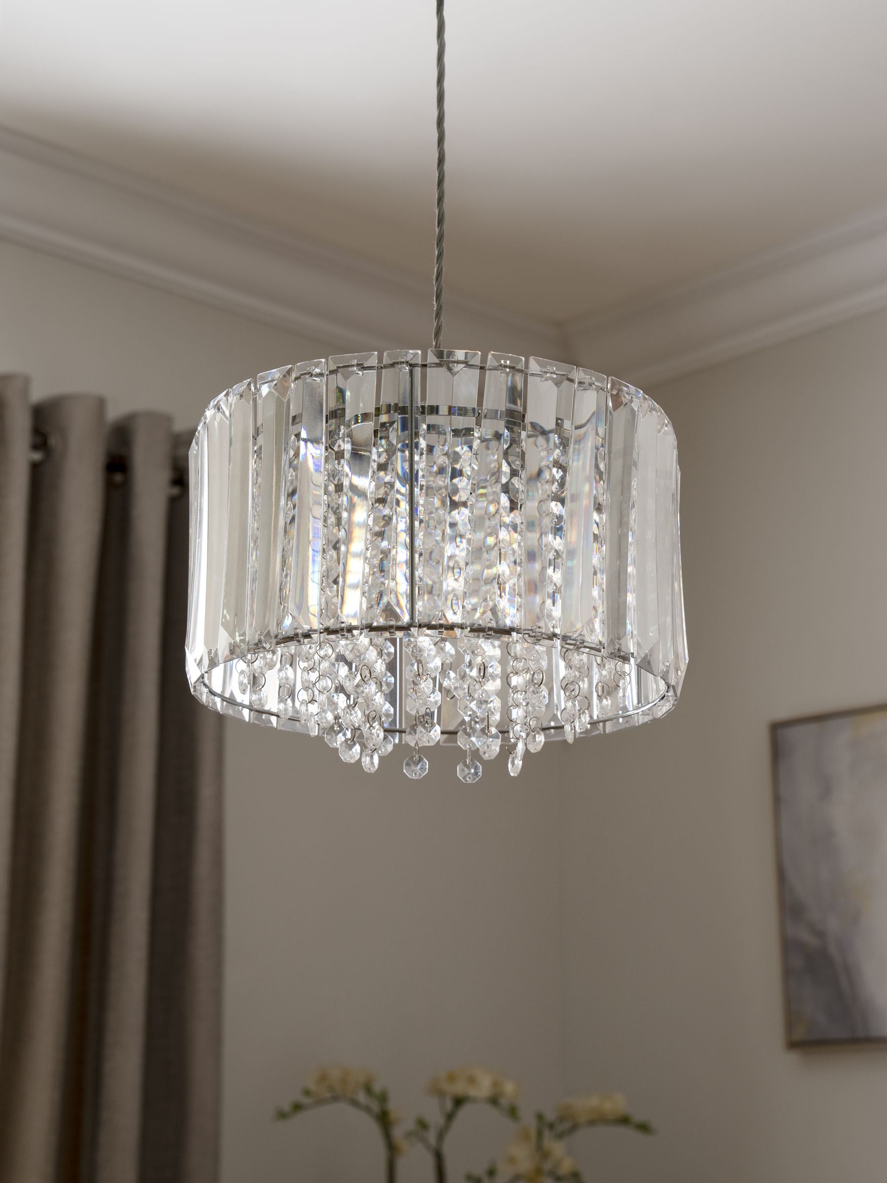Astor clear acrylic bead ceiling light, imported from the UK