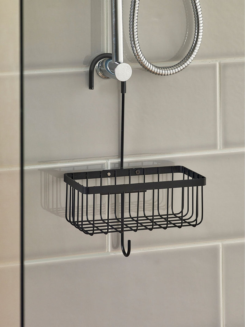 Black hanging shower caddy - British product