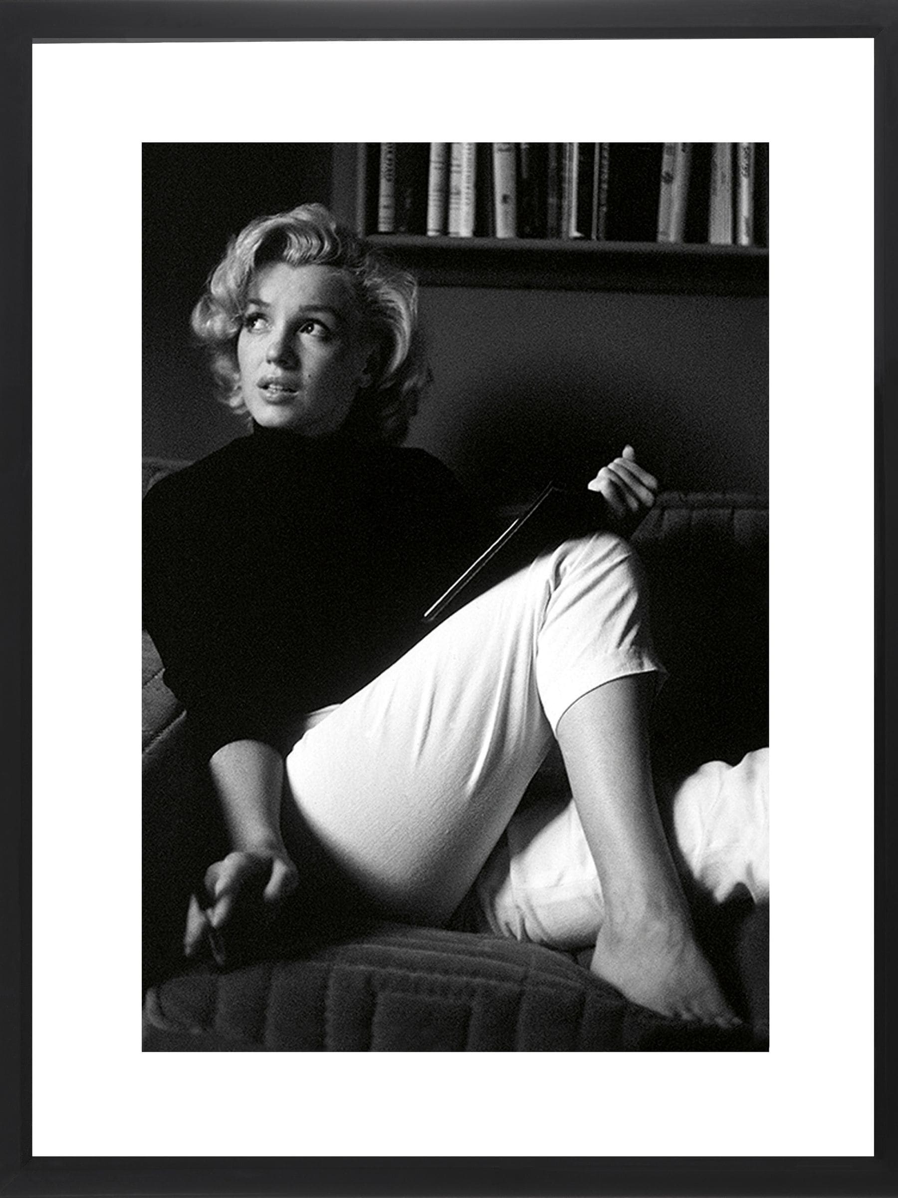 Brookpace Lascelles Black Black And White 'Marilyn Monroe Book' Photographic Print In Glass Black Frame