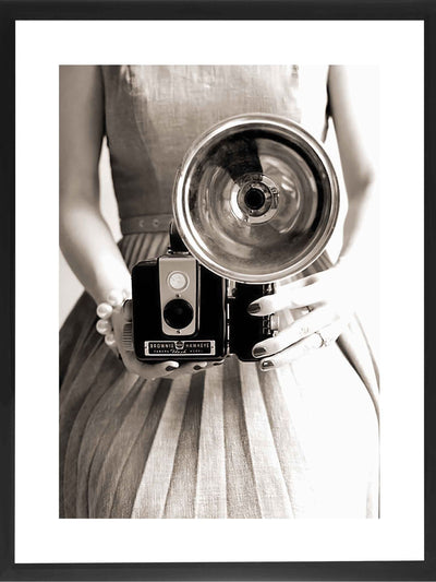 Next Brookpace Lascelles 'Camera Girl' Black and White Photographic Print in Glass Black Frame 86x66cm- Buy online at McGrocer