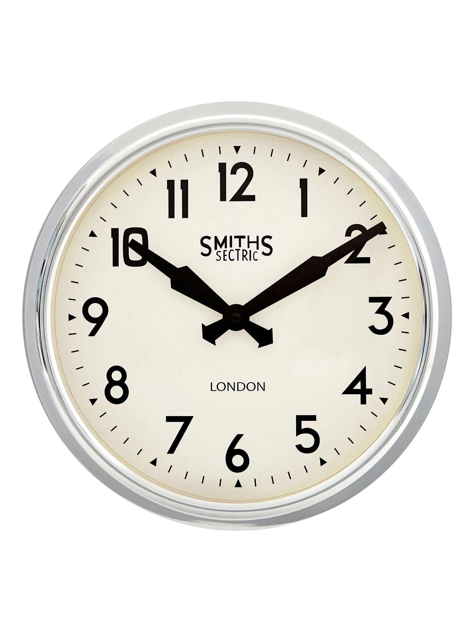 Brookpace Lascelles retro chrome wall clock 38cm - British product