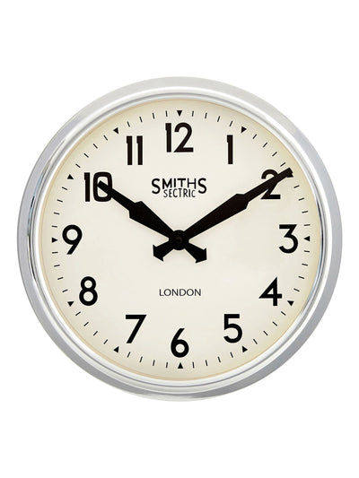 Horloge murale Brookpace Lascelles Chrome style rétro, boîtier en métal Smiths, 38cm Next - Acheter en ligne chez McGrocer