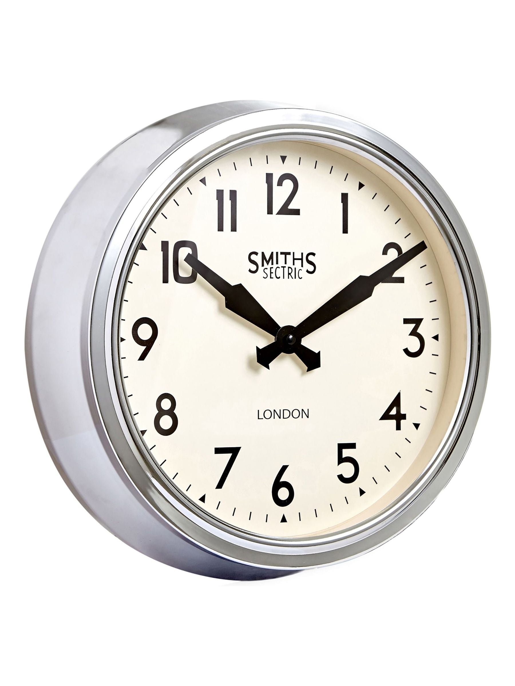 Brookpace Lascelles retro chrome wall clock 38cm - British product