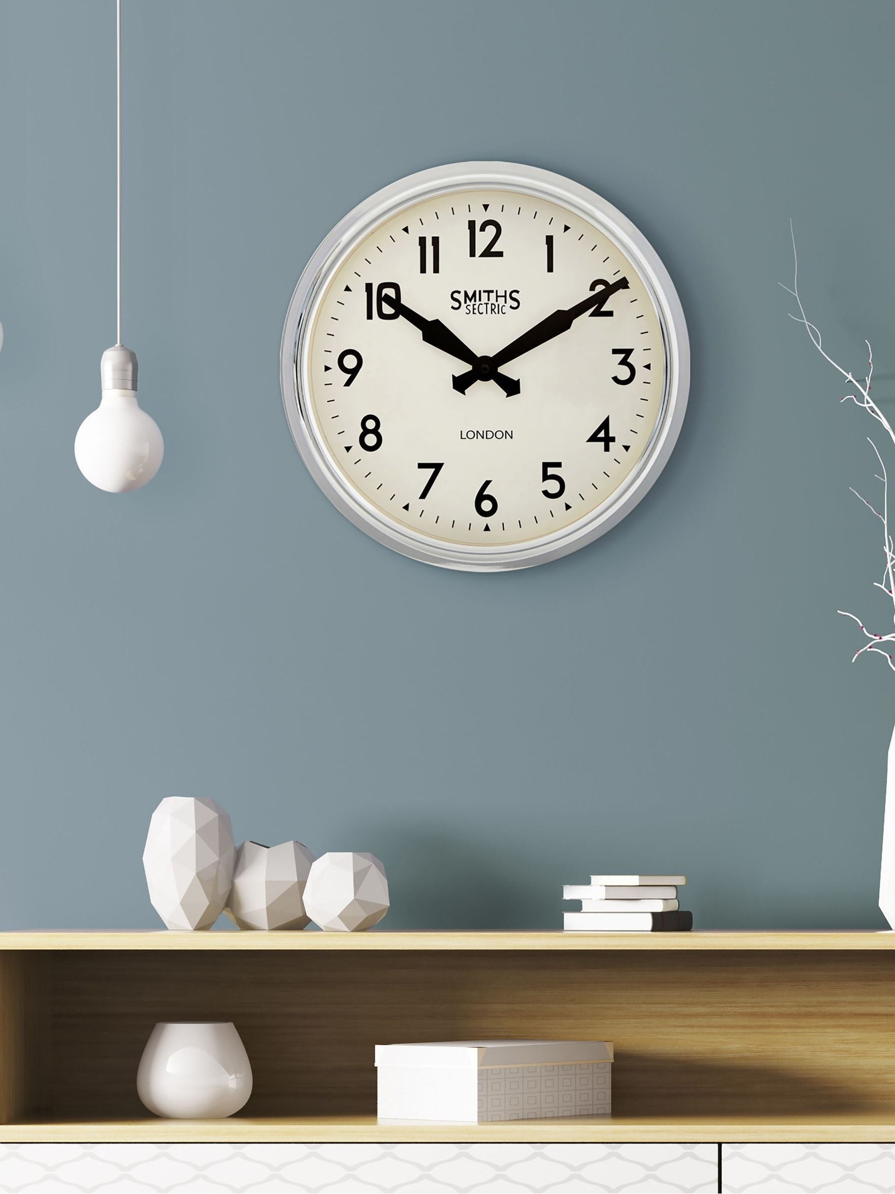 Brookpace Lascelles retro chrome wall clock 38cm - British product
