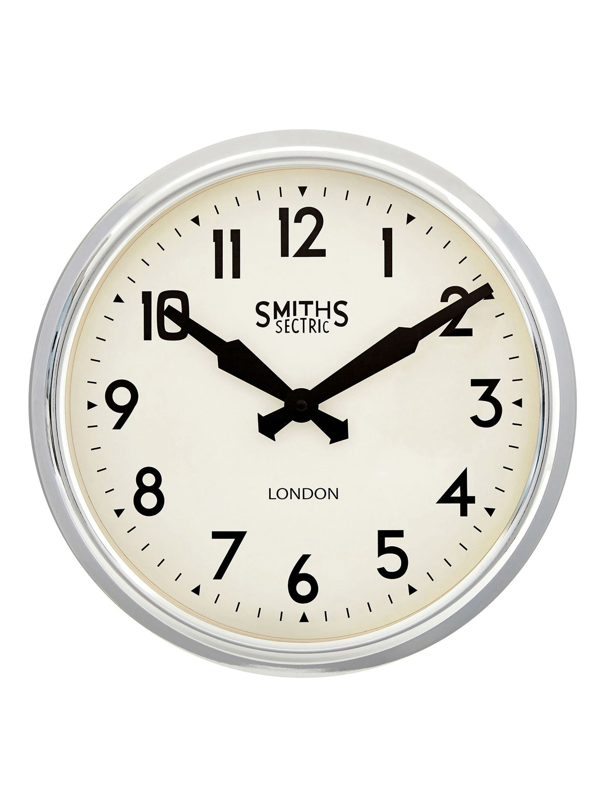 Brookpace Lascelles retro chrome wall clock 38cm - British product
