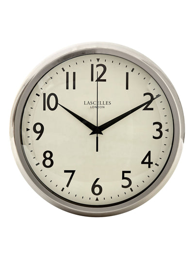 Next Lascelles Chrome Deco Style Wall Clock 30cm- Buy online at McGrocer