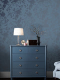 Laura Ashley Westbourne A4 wallpaper sample in midnight blue (British brand)