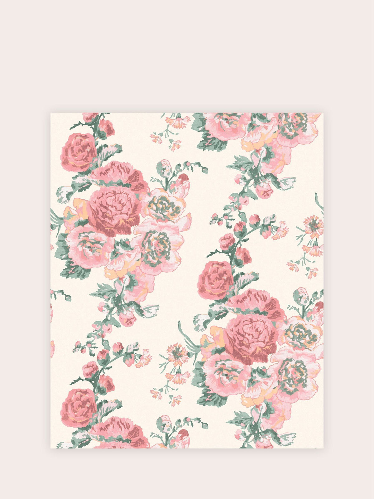 Laura Ashley Koral Pink Hollyhock tapetprøve (britisk merke)