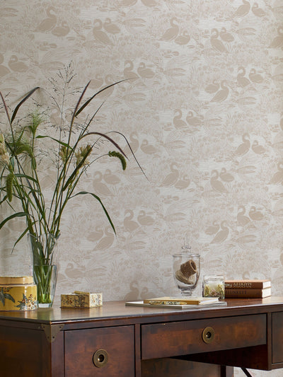 Next Laura Ashley Dove Grey Swans Wallpaper Sample A4- Buy online at McGrocer
