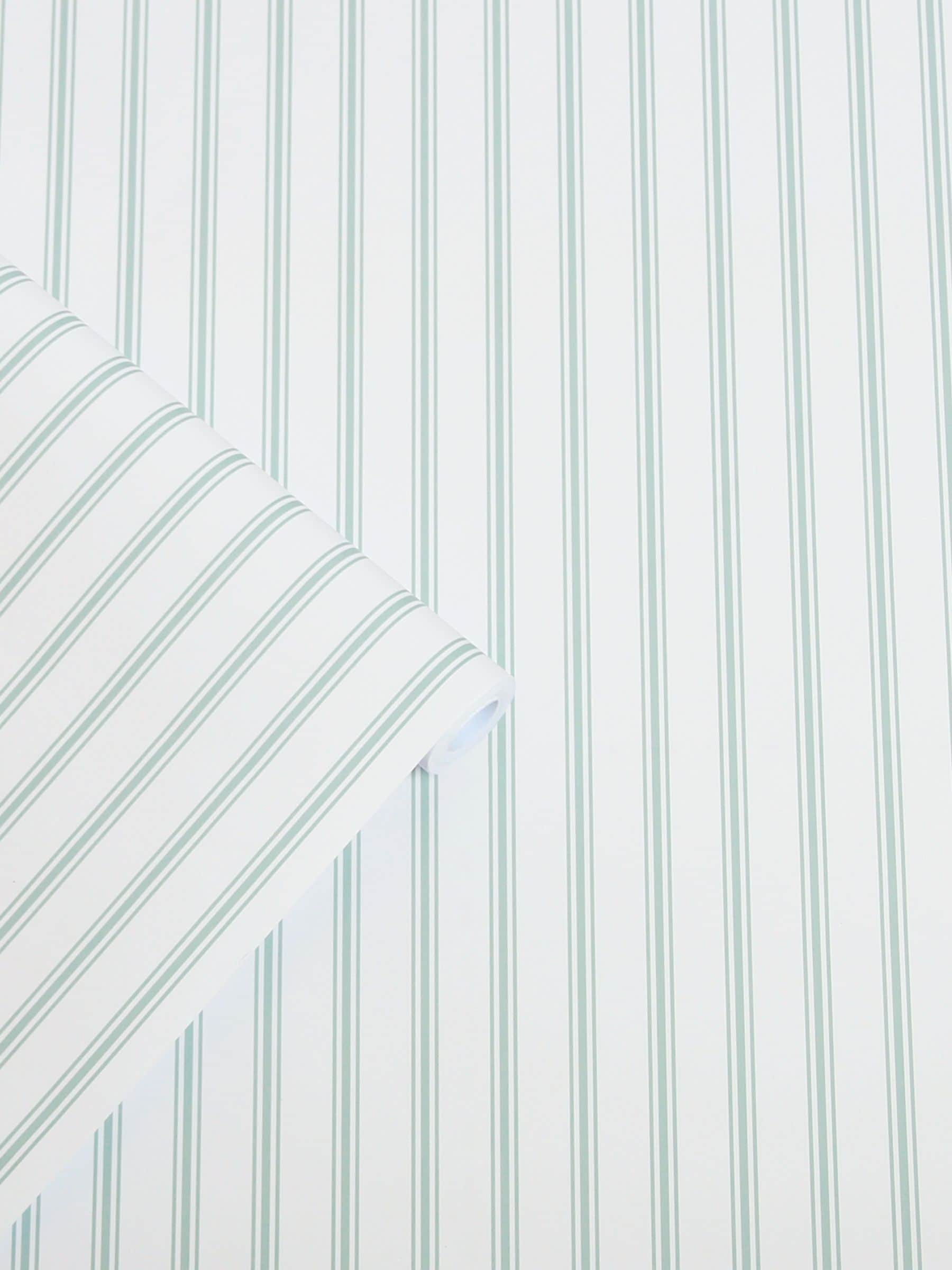 Laura Ashley Farnworth Stripe wallpaper sage 10m roll - British product