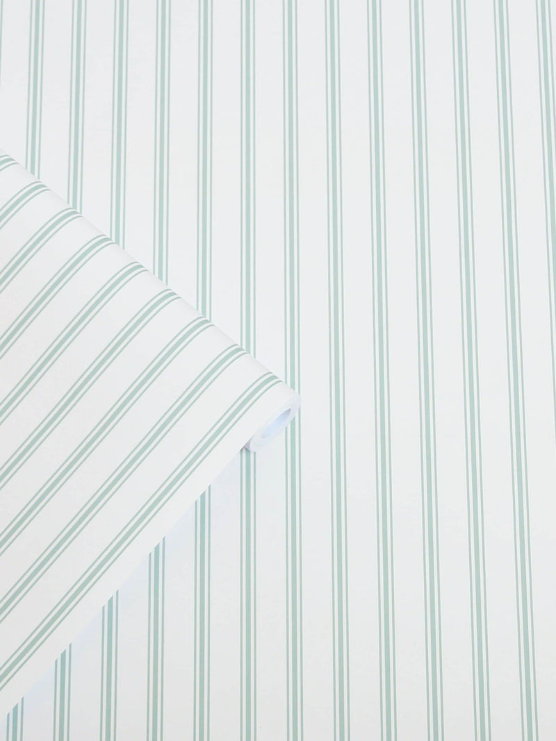 Laura Ashley Farnworth Stripe wallpaper sage 10m roll - British product