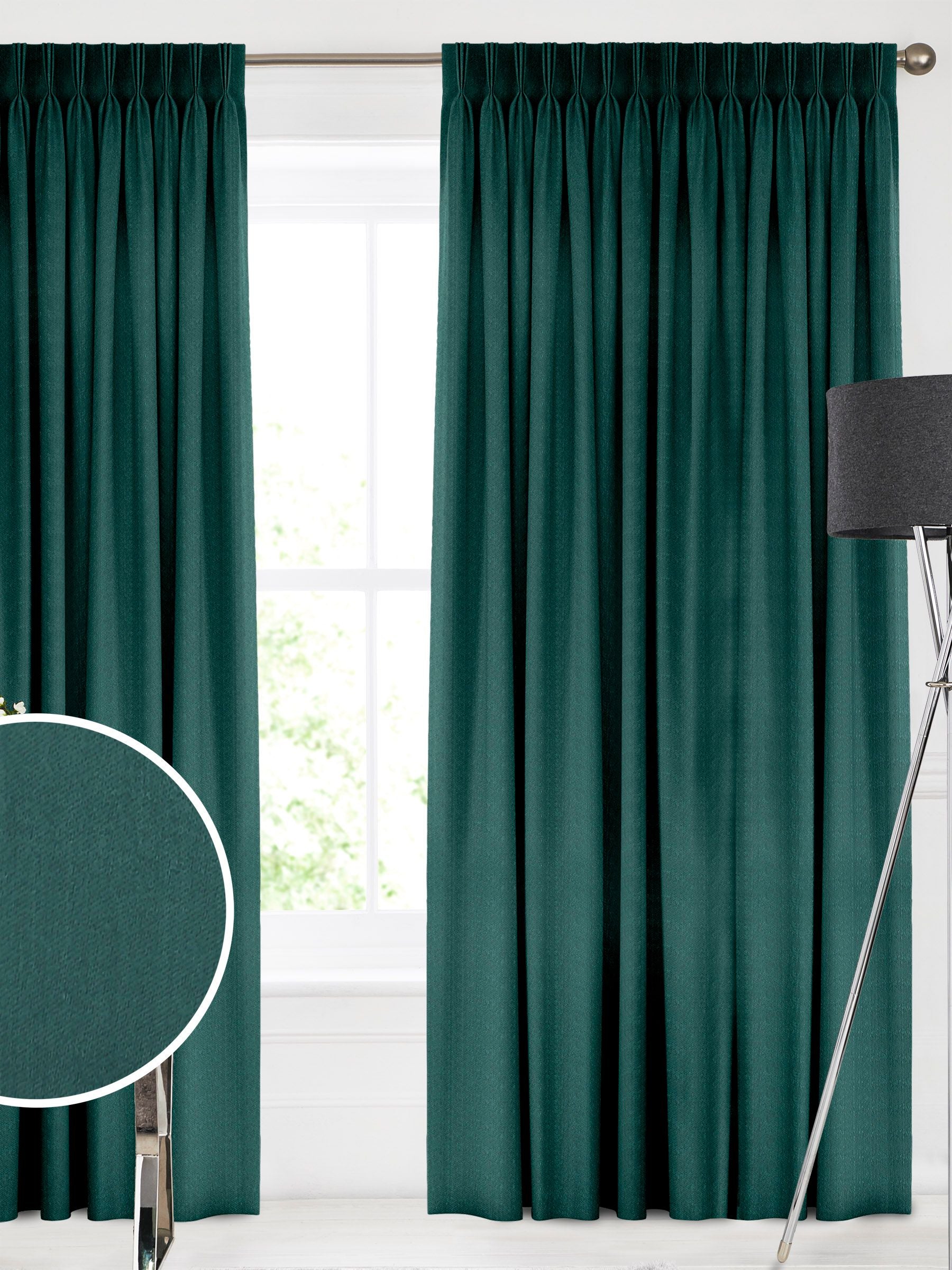 Trella peacock green made to measure curtains, imported from the UK