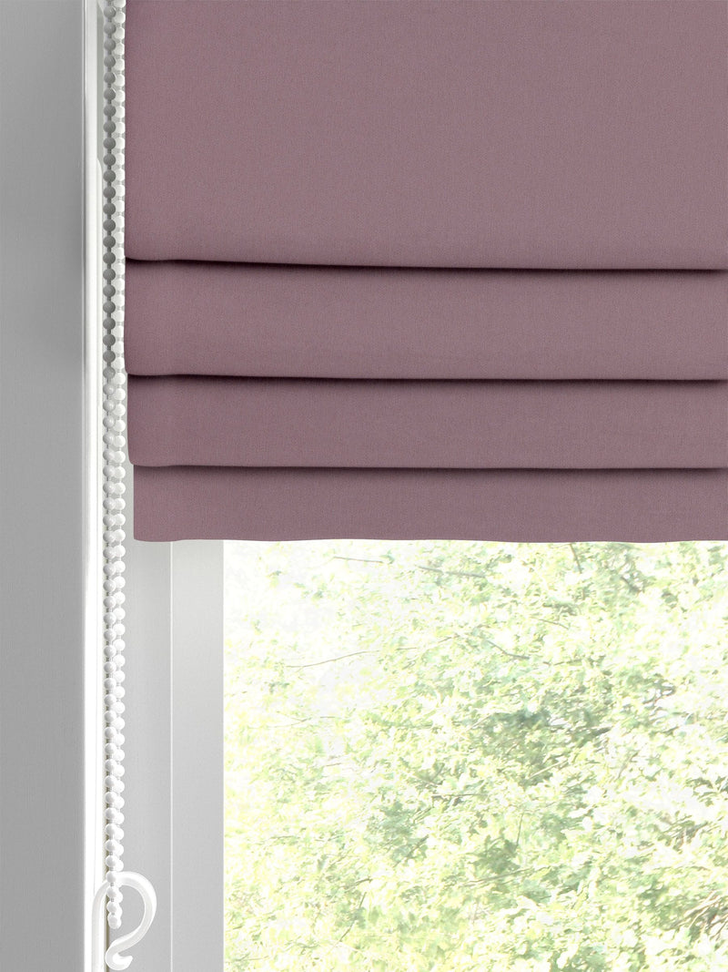 Montero mauve velvet roman blinds, imported from the UK