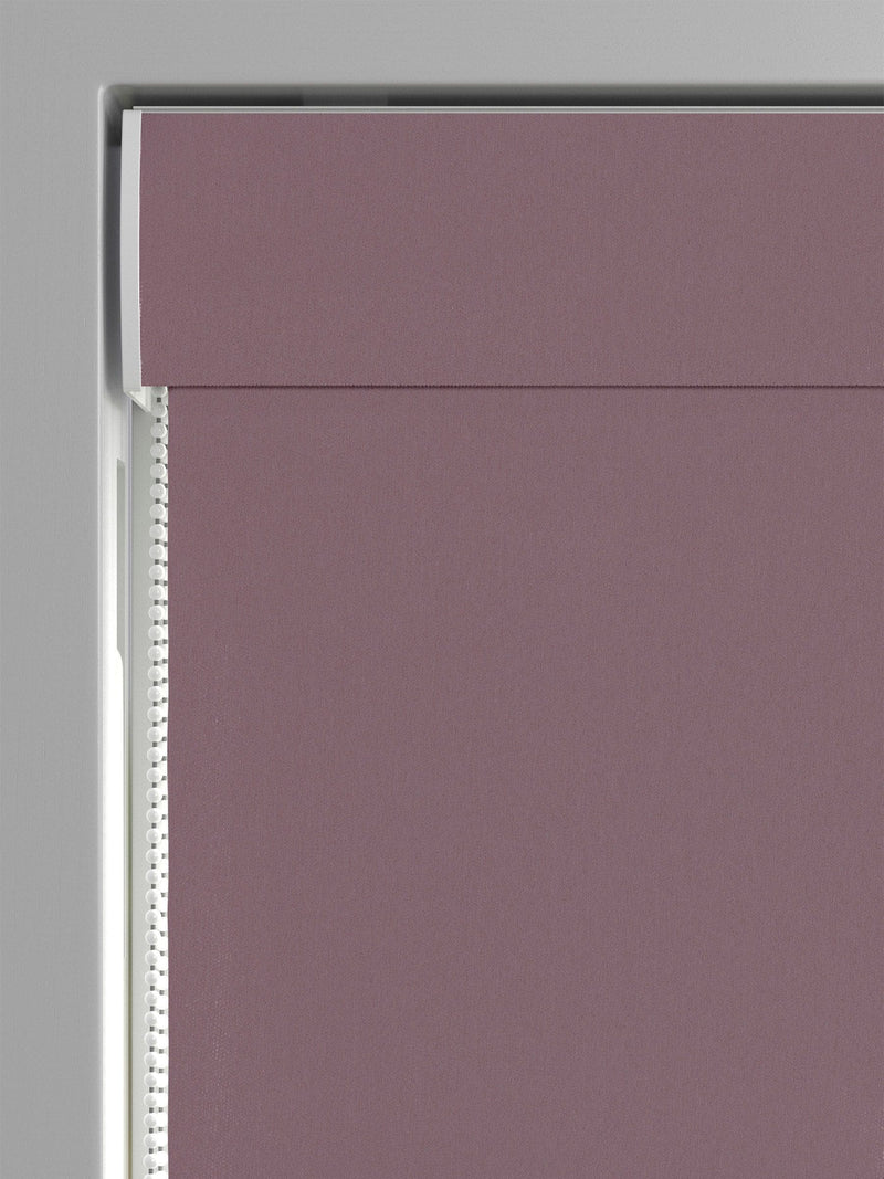 Montero mauve velvet roman blinds, imported from the UK