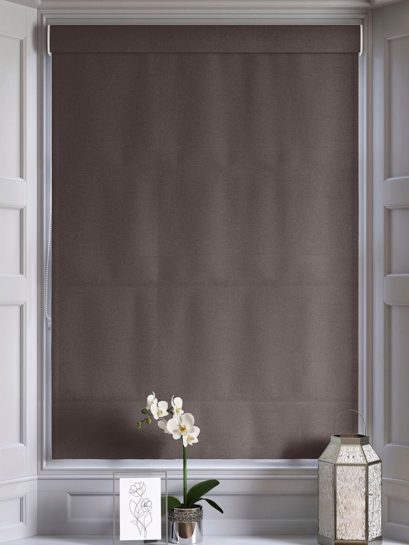 Montero Velvet roman blind in mushroom, made to measure, UK version