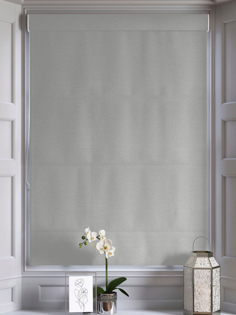 Montero velvet roman blind silver grey made to measure, imported from the UK