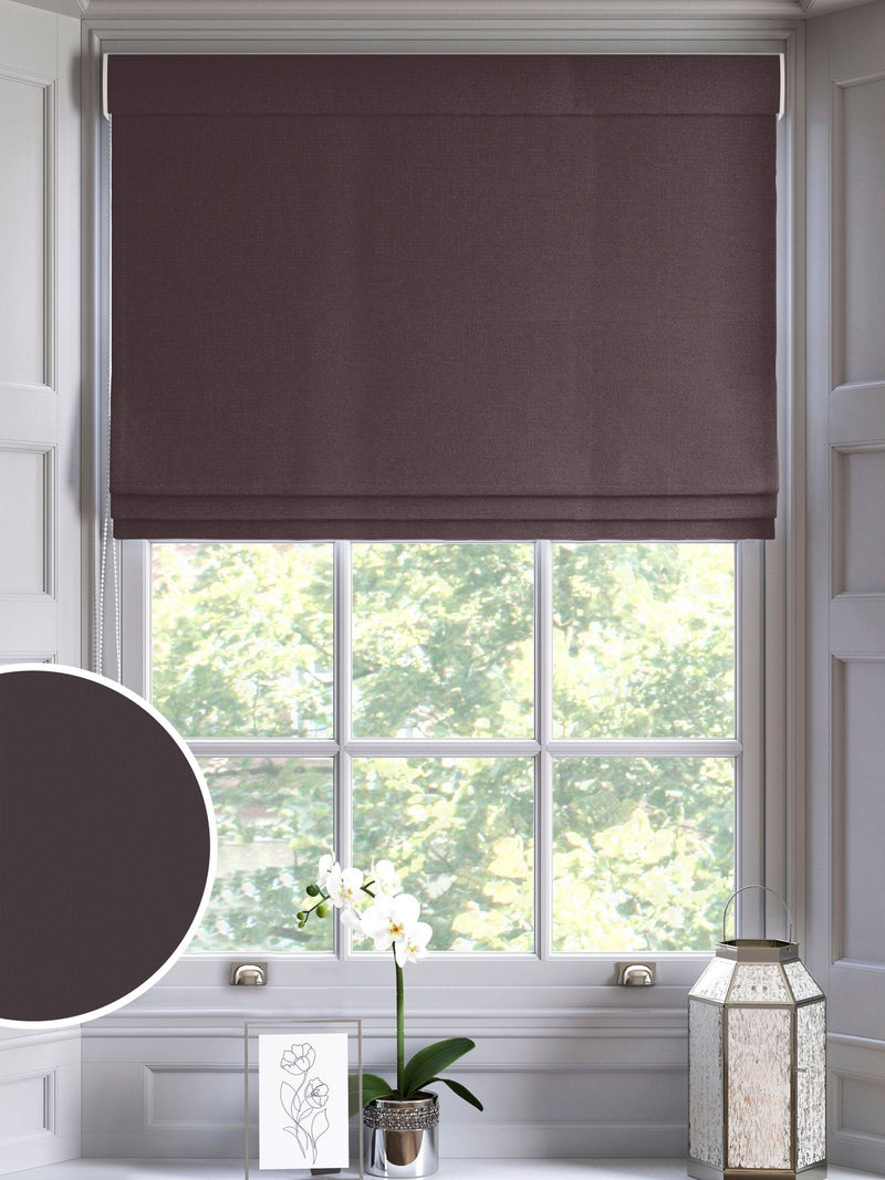 Montero velvet roman blind purple thistle made to measure, imported from the UK