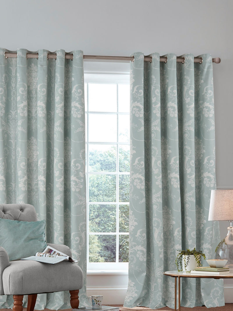 Laura Ashley duck egg Josette blackout lined eyelet curtains 112x137cm - British product