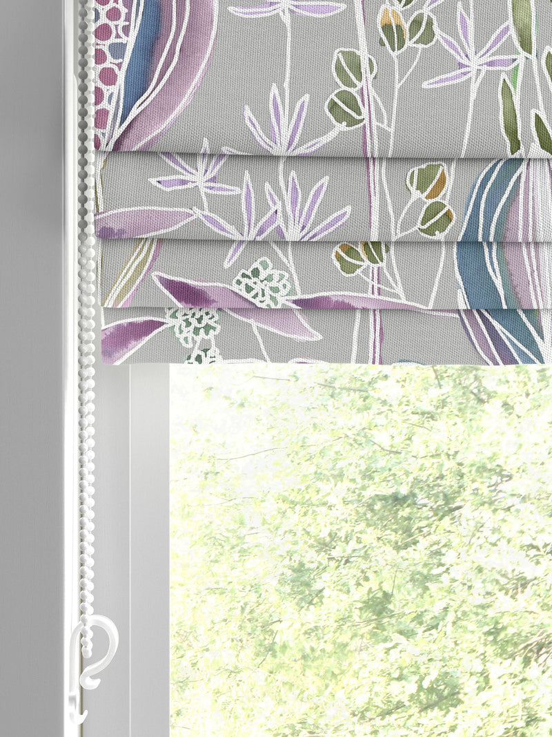 Voyage roman blind Dahlia Grey Masina, imported from the UK