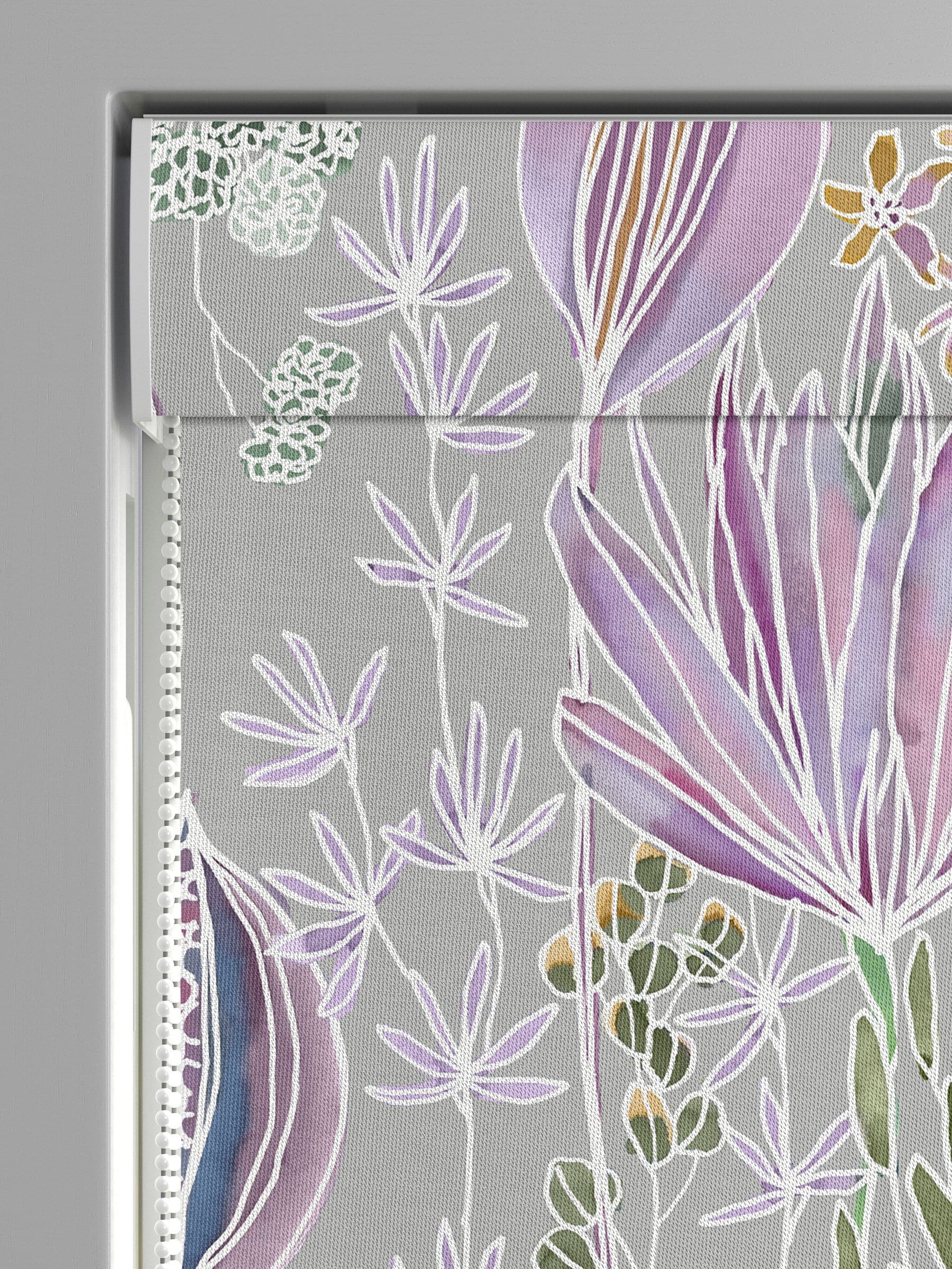 Voyage roman blind Dahlia Grey Masina, imported from the UK