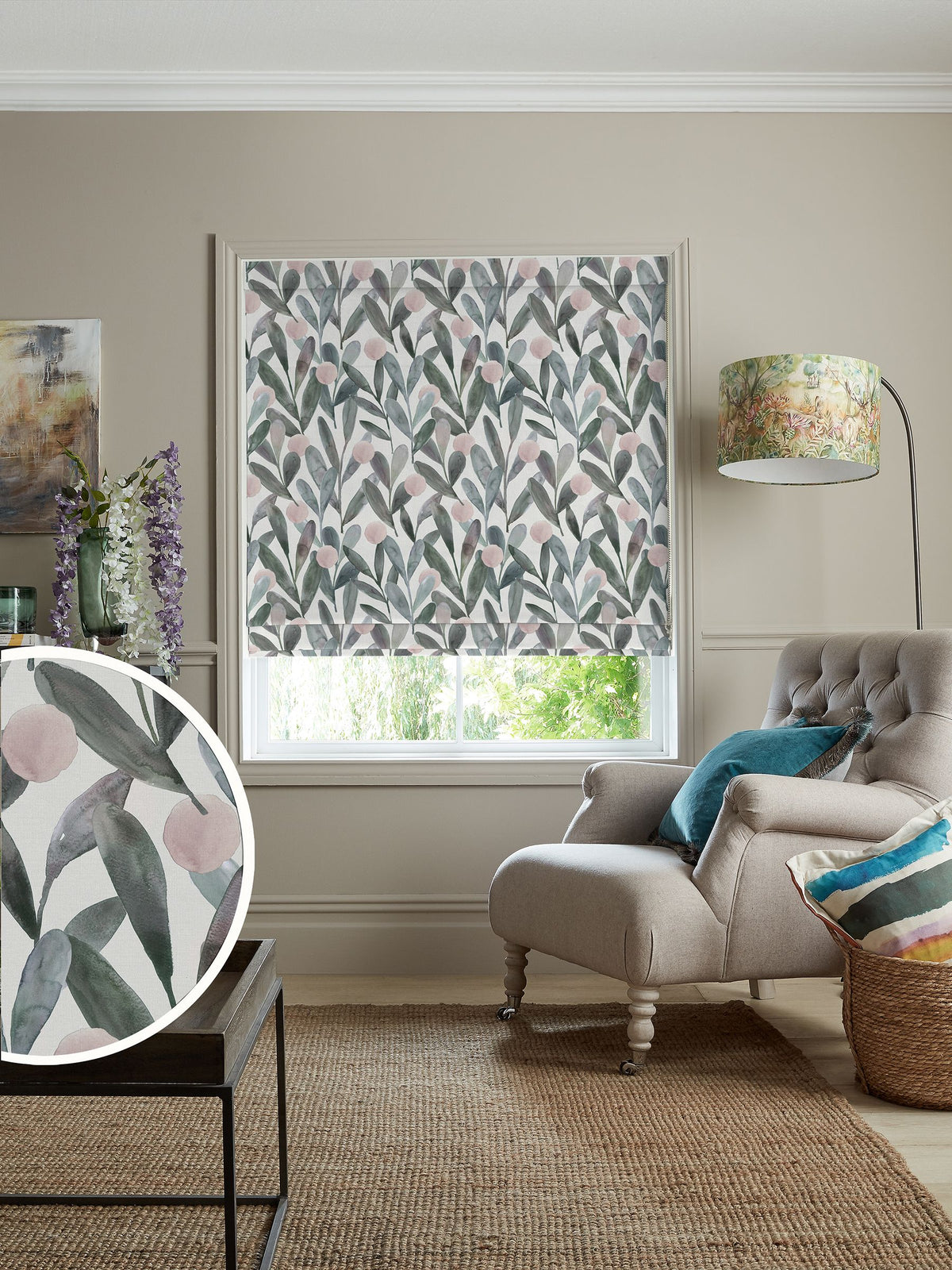 Voyage Maison Granite Grey Enso roman blind, imported from the UK