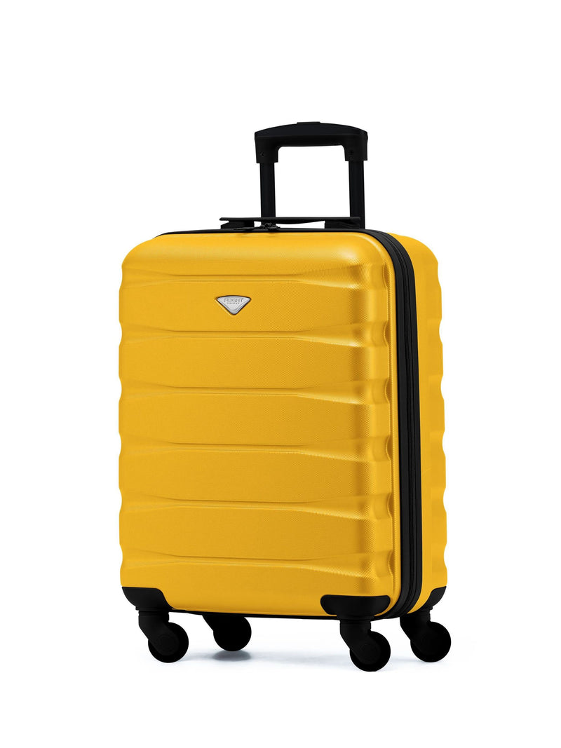 Flight Knight Yellow/Black 55x40x20cm Ryanair Priority 4 Wheel ABS Hard Case Cabin Carry On Hand Luggage